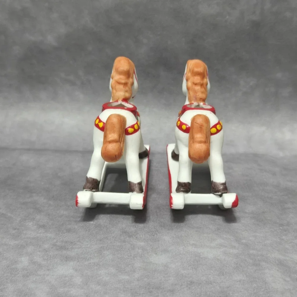 Vintage Holiday Memories Rocking Horse Mini Taper Candle Holders Set of 2